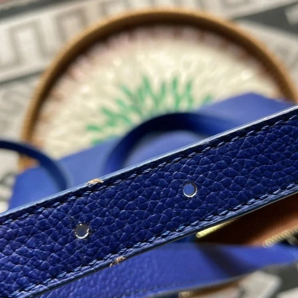 Ora Delphine Blue Leather Satchel Bag - Picture 11 of 12